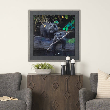 Playing Bears by Chad Mackay a Hand Embellished Textured Framed Photo Art Print Matted under Glass by Mercana at Eve Furniture