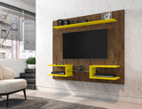 Plaza 64.25 Floating Entertainment Center in Rustic Brown and Yellow by Manhattan Comfort at Eve Furniture