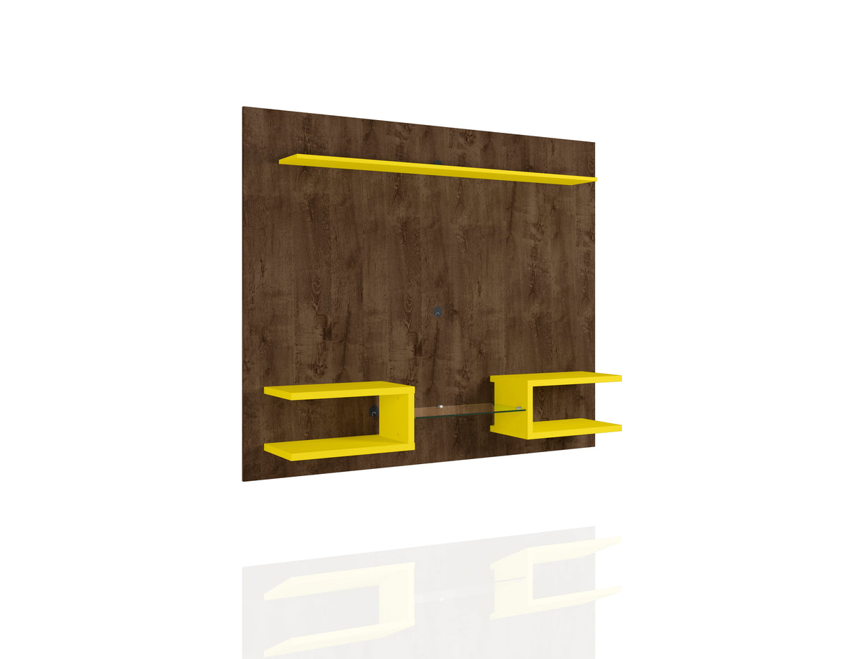 Plaza 64.25 Floating Entertainment Center in Rustic Brown and Yellow by Manhattan Comfort at Eve Furniture