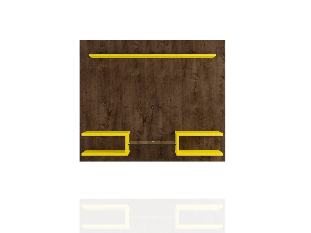 Plaza 64.25 Floating Entertainment Center in Rustic Brown and Yellow by Manhattan Comfort at Eve Furniture