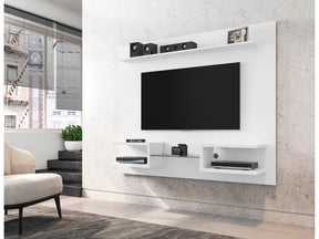 Plaza 64.25 Floating Entertainment Center in White by Manhattan Comfort at Eve Furniture