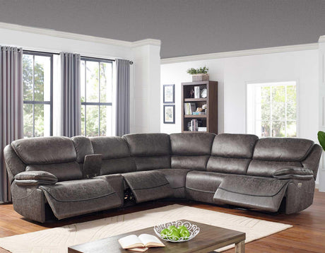 Plaza Smoked Gray 6-Piece Power Reclining Sectional by Steve Silver at Eve Furniture