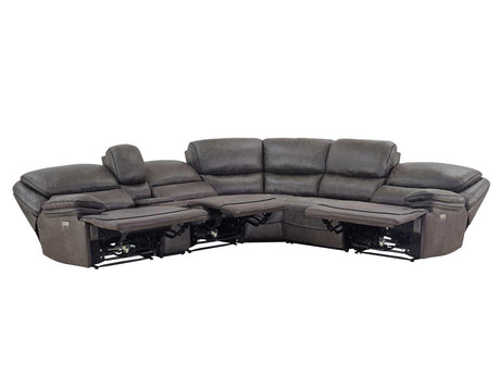 Plaza Smoked Gray 6-Piece Power Reclining Sectional by Steve Silver at Eve Furniture