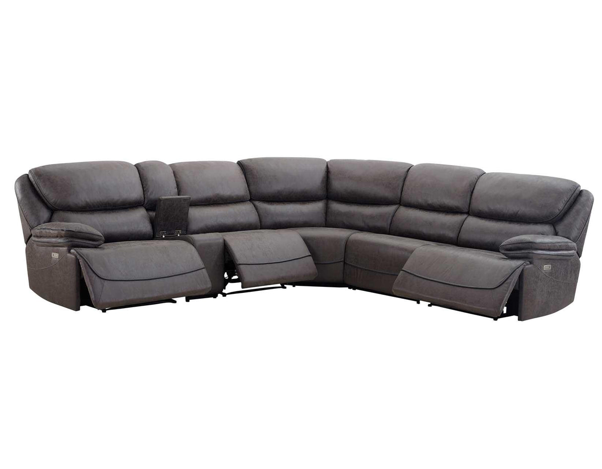 Plaza Smoked Gray 6-Piece Power Reclining Sectional by Steve Silver at Eve Furniture