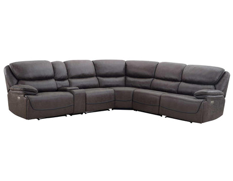 Plaza Smoked Gray 6-Piece Power Reclining Sectional by Steve Silver at Eve Furniture