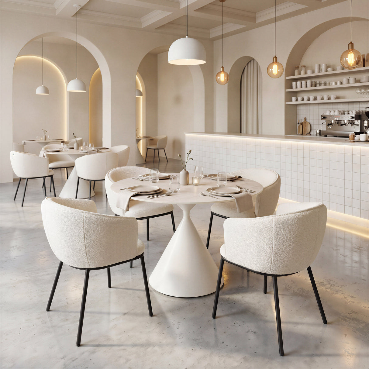 Plinn Light Beige & White Dining Table by Zuomod at Eve Furniture