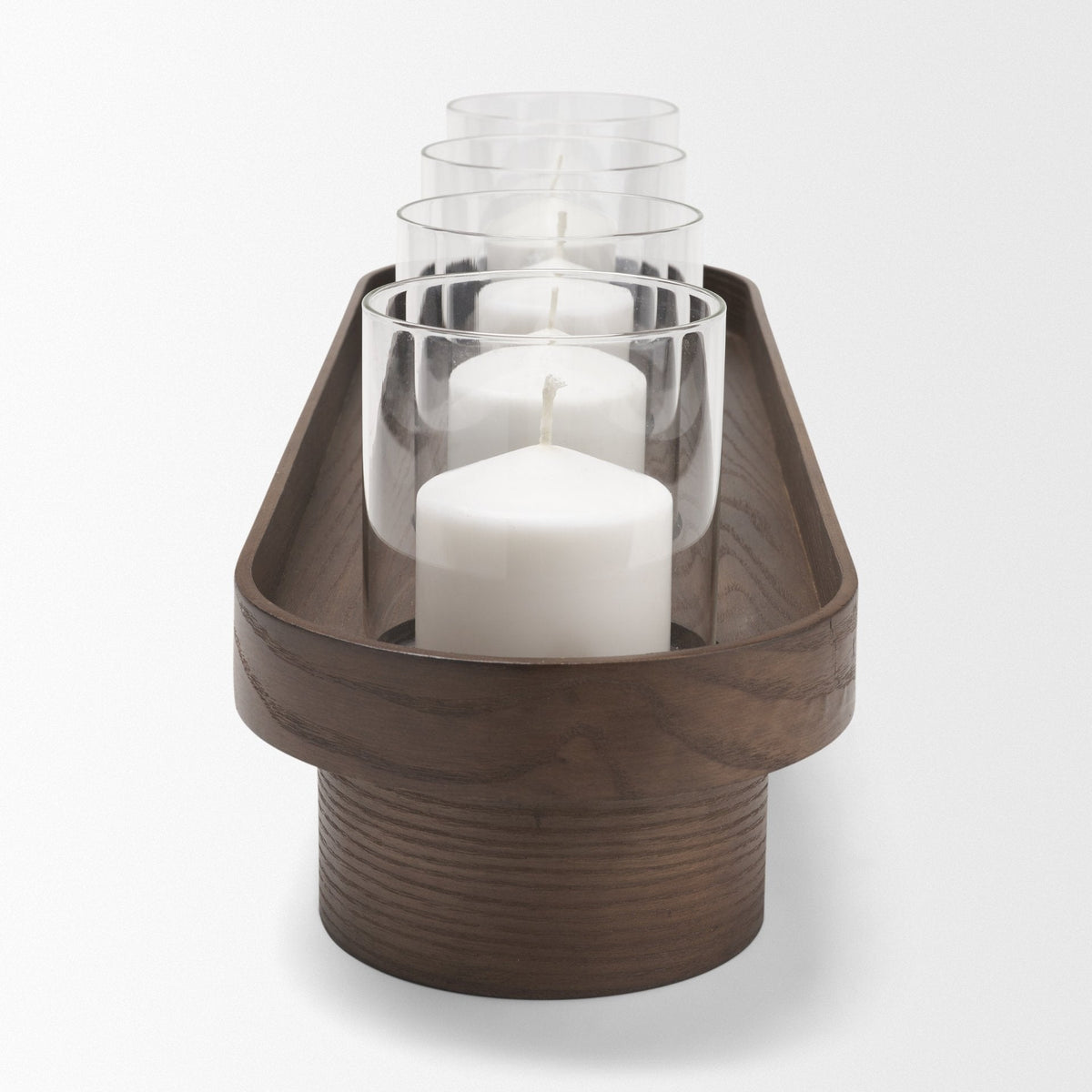 Plinth White-Washed Wood w/ Glass Candle Holder by Mercana at Eve Furniture