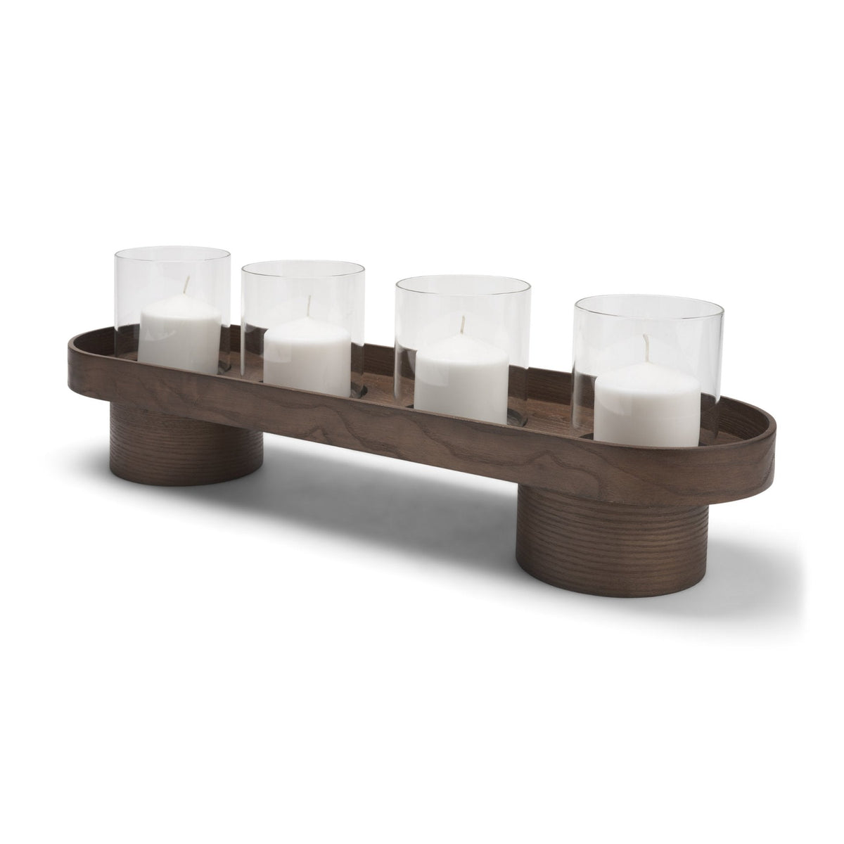 Plinth White-Washed Wood w/ Glass Candle Holder by Mercana at Eve Furniture
