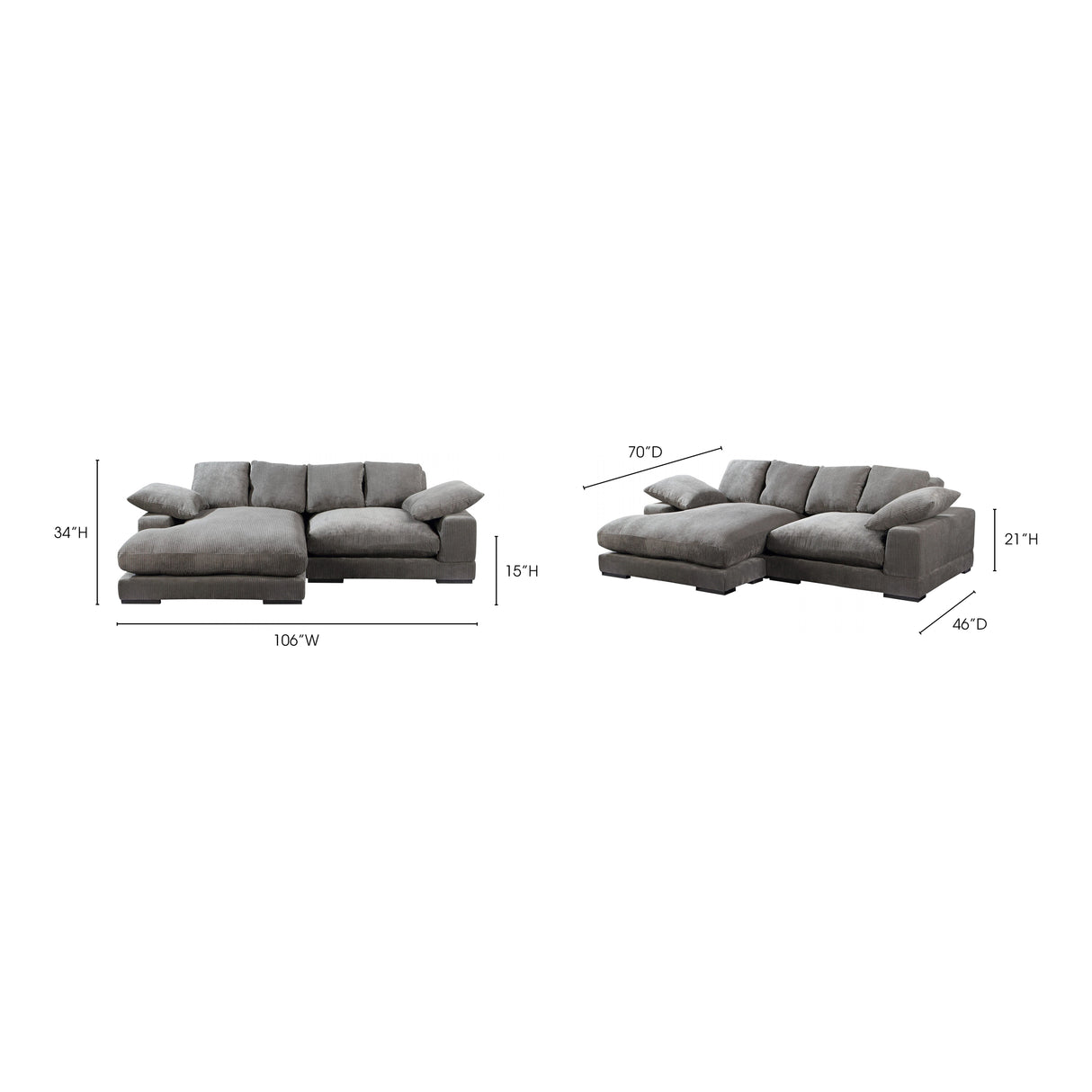Plunge Charcoal Sectional by Moe's Home at Eve Furniture