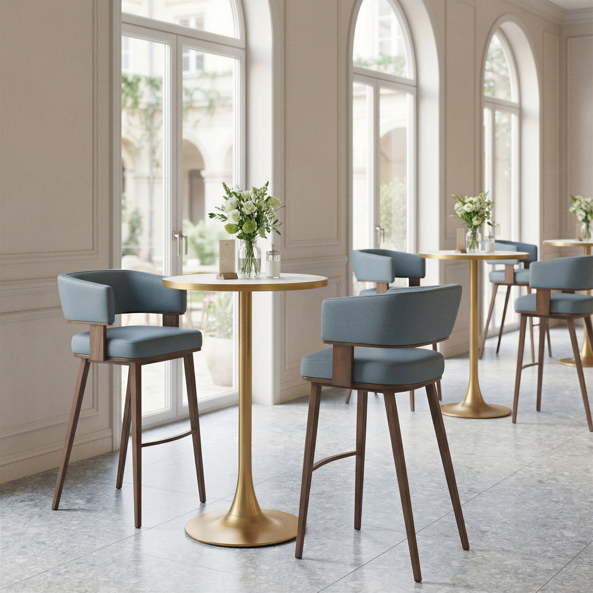 Poise Azure Gray & Walnut Barstool by Zuomod at Eve Furniture