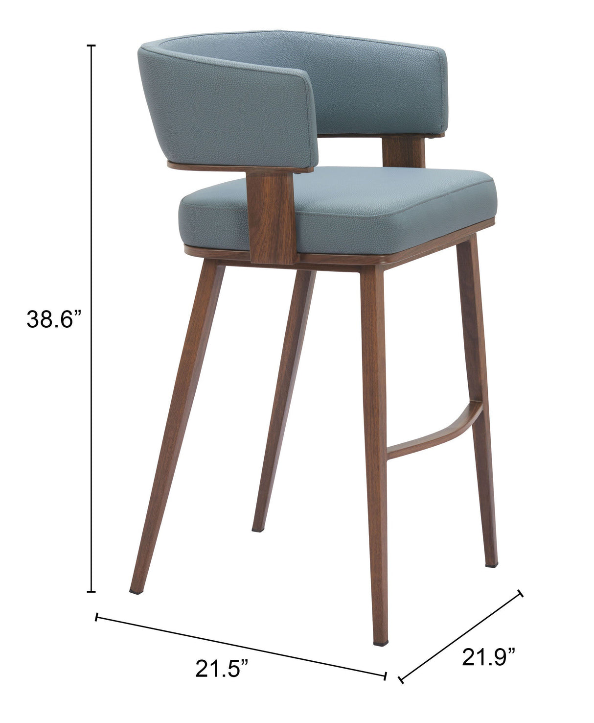 Poise Azure Gray & Walnut Barstool by Zuomod at Eve Furniture