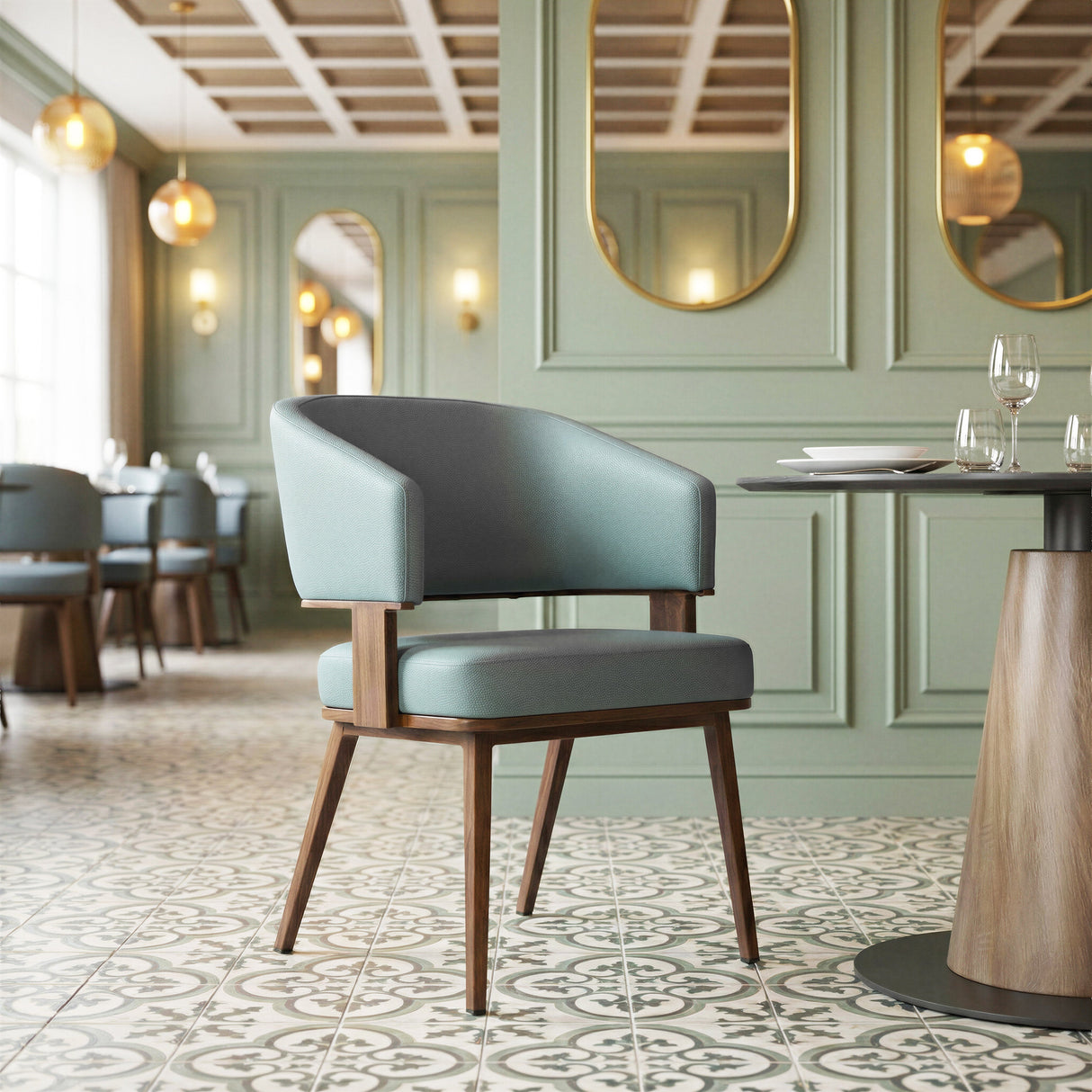 Poise Azure Gray & Walnut Dining Chair by Zuomod at Eve Furniture