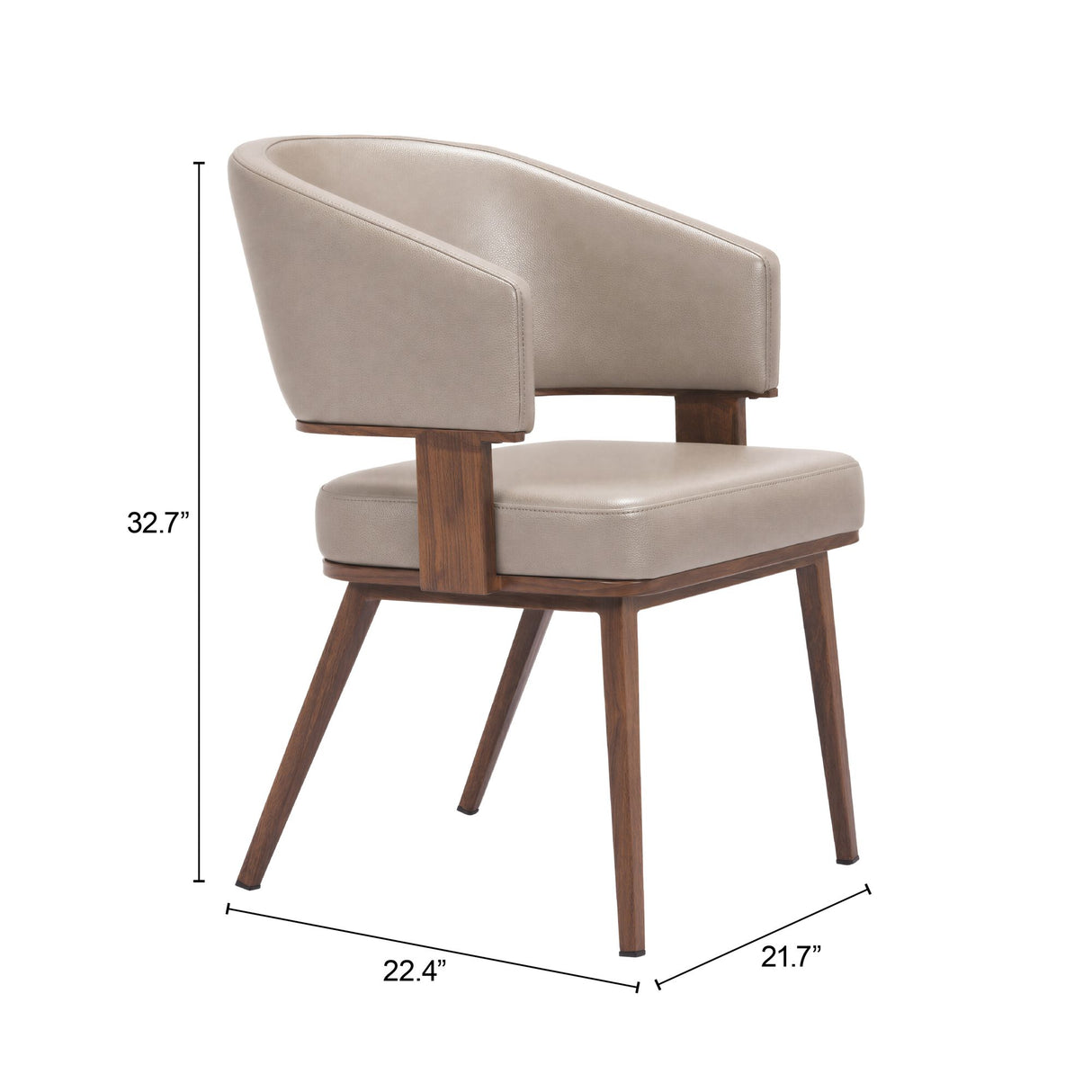 Poise Dining Chair Brown & Walnut by Zuomod at Eve Furniture