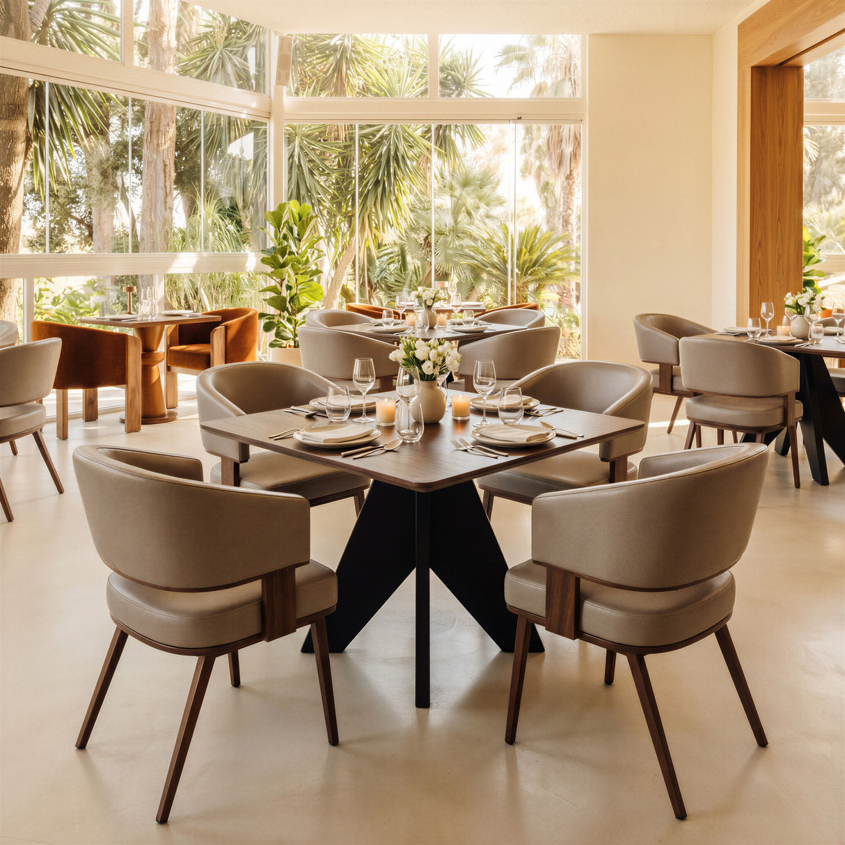 Poise Dining Chair Brown & Walnut by Zuomod at Eve Furniture