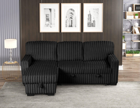 Poland Black Reversible Sectional With Pull-Out Bed by Happy Homes at Eve Furniture