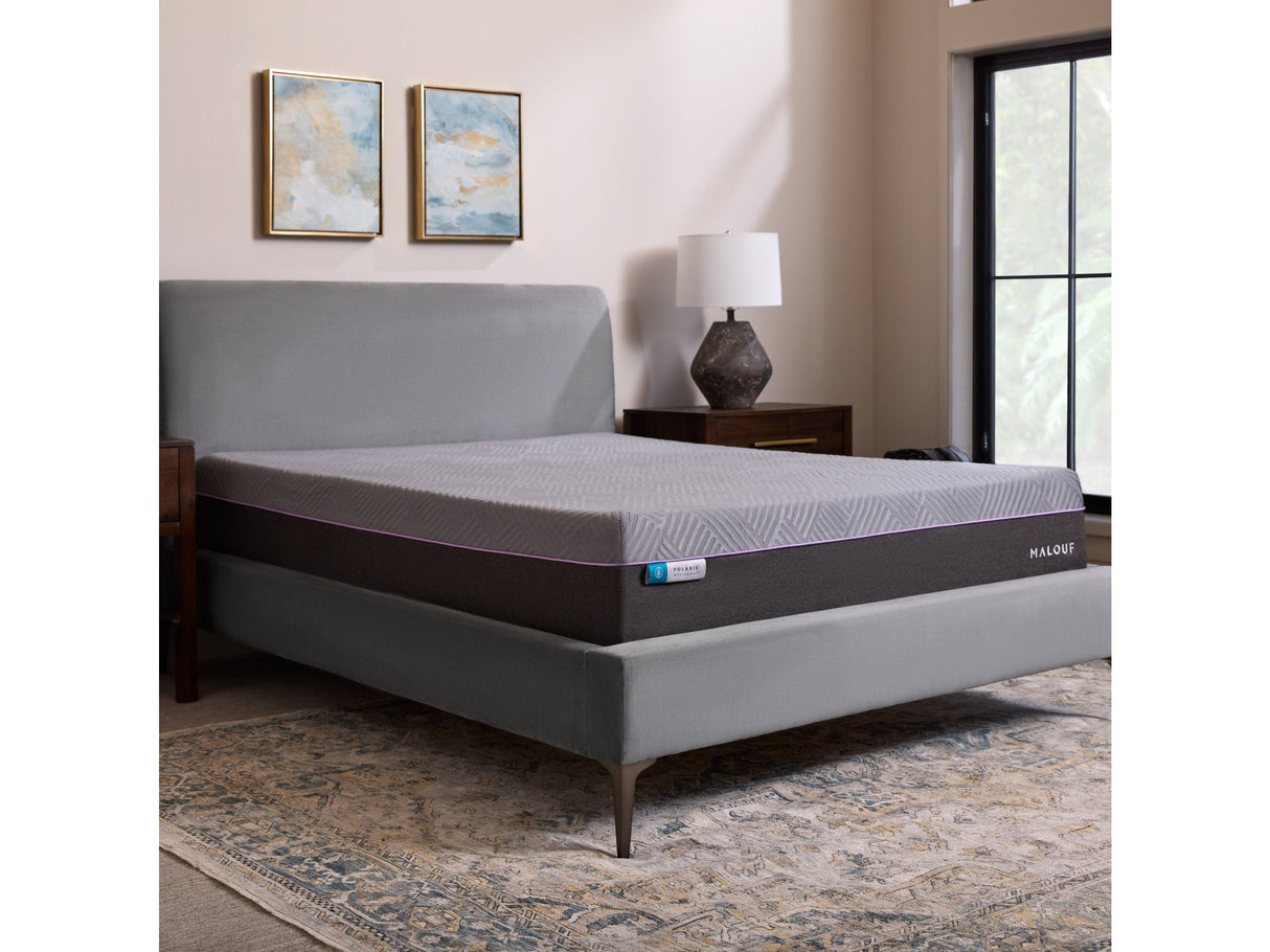 Polaris Coolysnc Gray Queen Mattress by Malouf at Eve Furniture