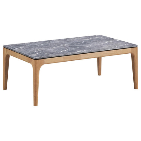 Polaris Rectangular Coffee Table with Marble-like Top Teramo and Light Oak by Coaster at Eve Furniture
