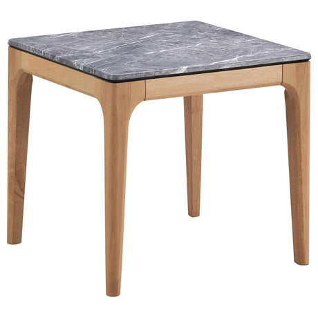 Polaris Teramo and Light Oak Rectangular End Table with Marble-like Top by Coaster at Eve Furniture