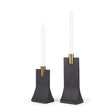 Polli Matte Black w/ Brushed Gold Metal Taper Candleholders (Set of 2) by Mercana at Eve Furniture