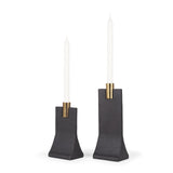 Polli Matte Black w/ Brushed Gold Metal Taper Candleholders (Set of 2) by Mercana at Eve Furniture