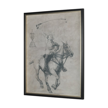Polo Player I by Mercana Studio a Hand Embellished Textured Framed Art Print Matted under Glass by Mercana at Eve Furniture