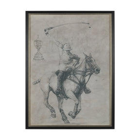Polo Player I by Mercana Studio a Hand Embellished Textured Framed Art Print Matted under Glass by Mercana at Eve Furniture