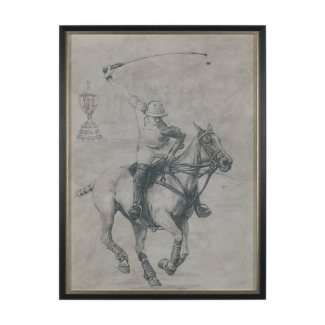 Polo Player I by Mercana Studio a Hand Embellished Textured Framed Art Print Matted under Glass by Mercana at Eve Furniture