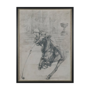 Polo Player II by Mercana Studio a Hand Embellished Textured Framed Art Print Matted under Glass by Mercana at Eve Furniture