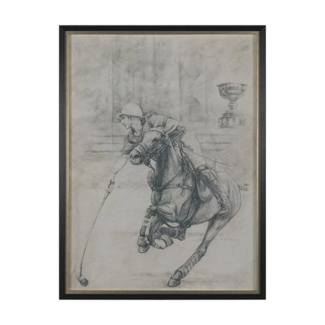Polo Player II by Mercana Studio a Hand Embellished Textured Framed Art Print Matted under Glass by Mercana at Eve Furniture