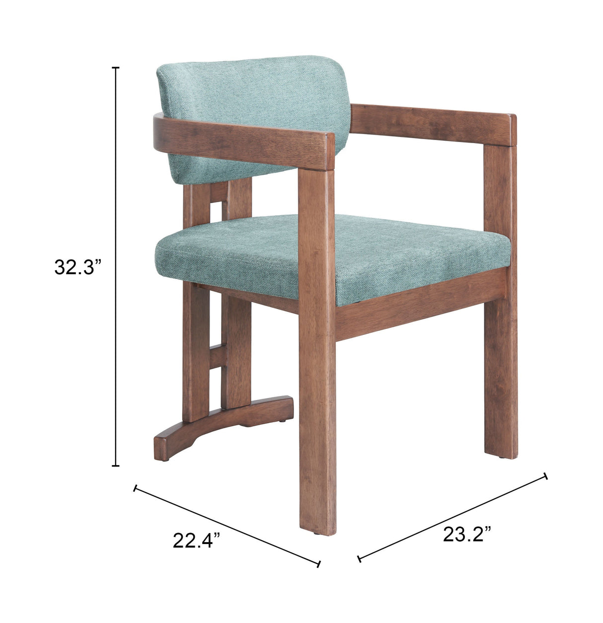 Poly Moss Gray & Walnut Dining Chair by Zuomod at Eve Furniture