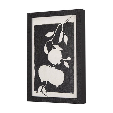 Pomegranate Branch Silhouette by Mercana Studio a Hand Embellished Textured Framed Art Print by Mercana at Eve Furniture