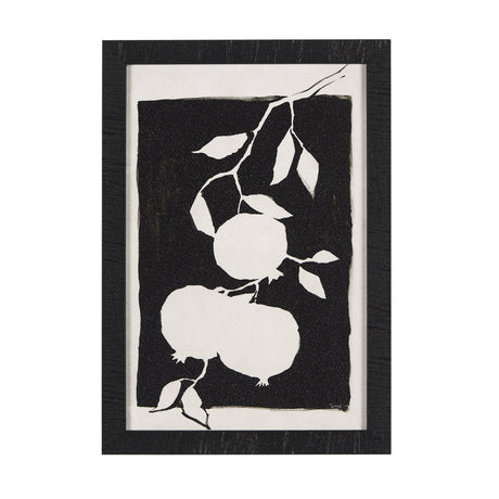 Pomegranate Branch Silhouette by Mercana Studio a Hand Embellished Textured Framed Art Print by Mercana at Eve Furniture