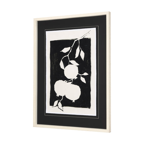 Pomegranate Branch Silhouette by Mercana Studio Hand Embellished Framed Art Print Matted under Glass by Mercana at Eve Furniture