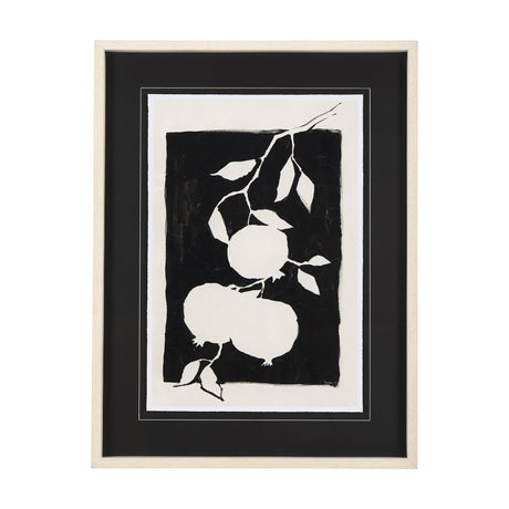 Pomegranate Branch Silhouette by Mercana Studio Hand Embellished Framed Art Print Matted under Glass by Mercana at Eve Furniture