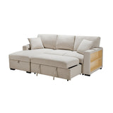 Pompano Beige 2-Piece Boucle Sectional with Left Chaise, Pull-out Bed and Hidden Storage by Homelegance at Eve Furniture