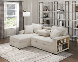 Pompano Beige 2-Piece Boucle Sectional with Left Chaise, Pull-out Bed and Hidden Storage by Homelegance at Eve Furniture
