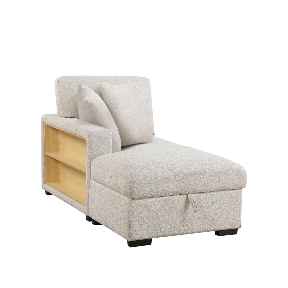 Pompano Beige 2-Piece Boucle Sectional with Left Chaise, Pull-out Bed and Hidden Storage by Homelegance at Eve Furniture