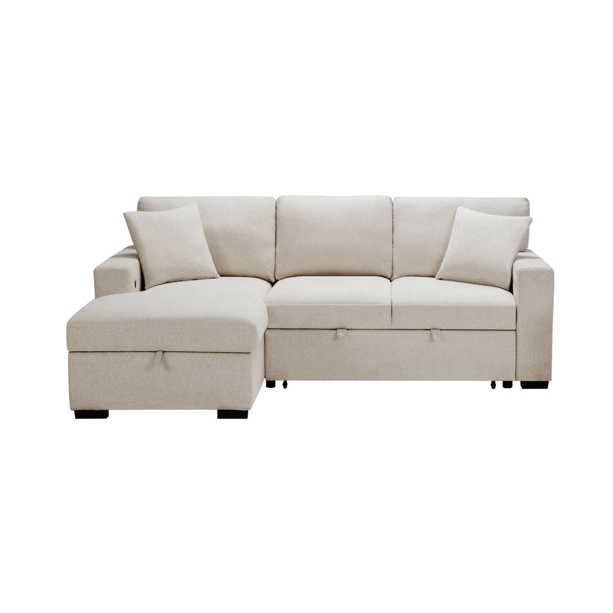 Pompano Beige 2-Piece Boucle Sectional with Left Chaise, Pull-out Bed and Hidden Storage by Homelegance at Eve Furniture