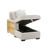 Pompano Beige 2-Piece Boucle Sectional with Left Chaise, Pull-out Bed and Hidden Storage by Homelegance at Eve Furniture