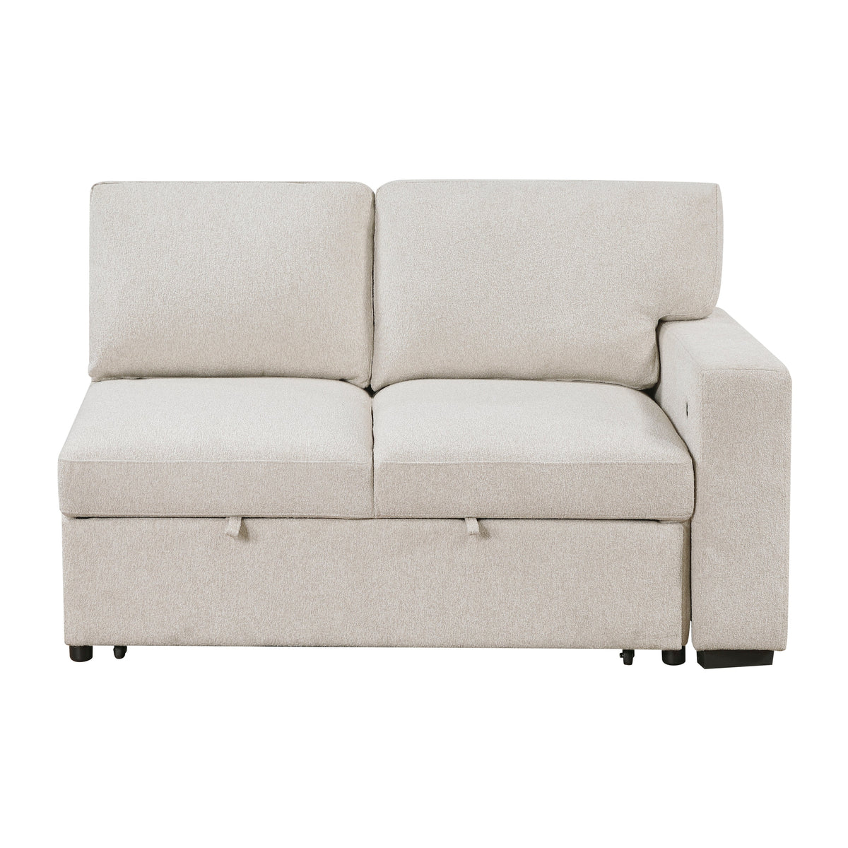 Pompano Beige 2-Piece Boucle Sectional with Left Chaise, Pull-out Bed and Hidden Storage by Homelegance at Eve Furniture