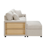 Pompano Beige 2-Piece Boucle Sectional with Left Chaise, Pull-out Bed and Hidden Storage by Homelegance at Eve Furniture
