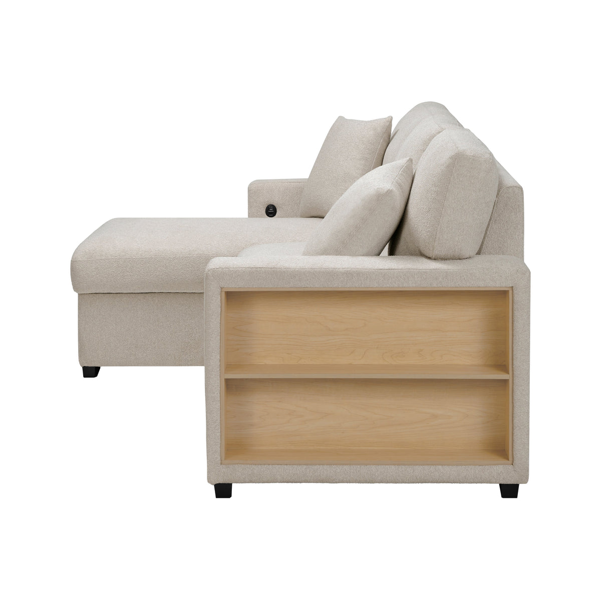 Pompano Beige 2-Piece Boucle Sectional with Left Chaise, Pull-out Bed and Hidden Storage by Homelegance at Eve Furniture