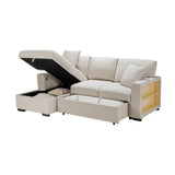 Pompano Beige 2-Piece Boucle Sectional with Left Chaise, Pull-out Bed and Hidden Storage by Homelegance at Eve Furniture