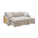 Pompano Beige 2-Piece Sectional with Right Chaise, Pull-out Bed and Hidden Storage, Charging Ports by Homelegance at Eve Furniture