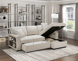 Pompano Beige 2-Piece Sectional with Right Chaise, Pull-out Bed and Hidden Storage, Charging Ports by Homelegance at Eve Furniture