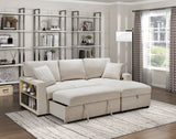 Pompano Beige 2-Piece Sectional with Right Chaise, Pull-out Bed and Hidden Storage, Charging Ports by Homelegance at Eve Furniture