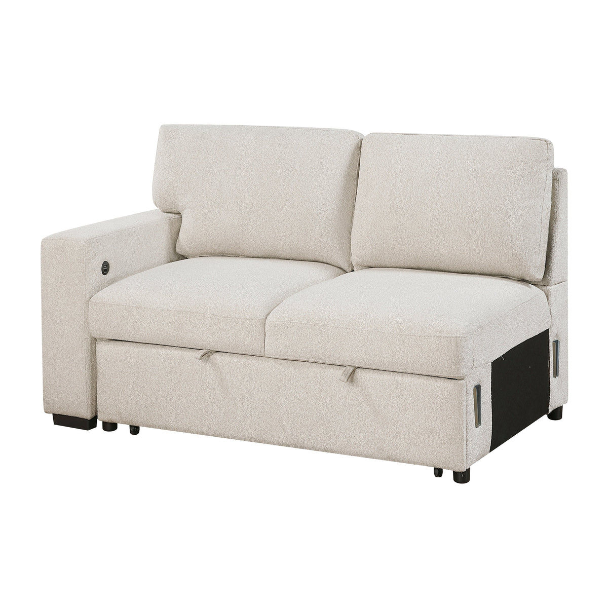 Pompano Beige 2-Piece Sectional with Right Chaise, Pull-out Bed and Hidden Storage, Charging Ports by Homelegance at Eve Furniture