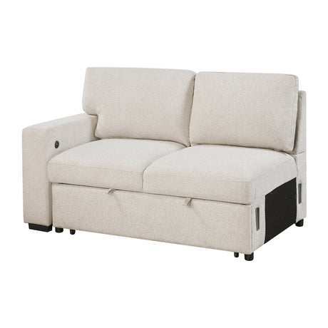 Pompano Beige 2-Piece Sectional with Right Chaise, Pull-out Bed and Hidden Storage, Charging Ports by Homelegance at Eve Furniture
