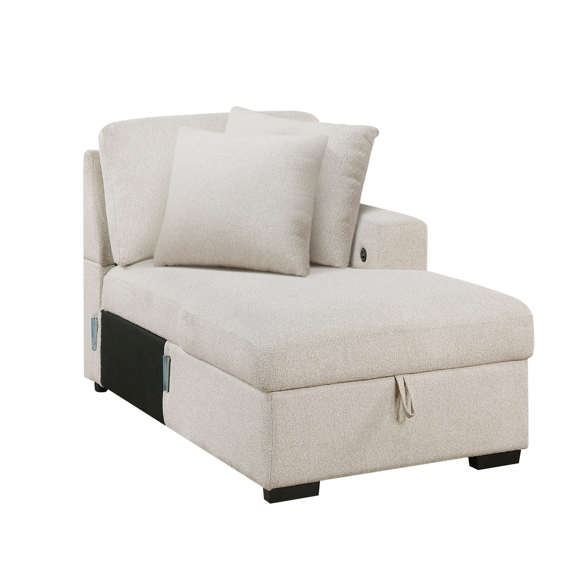 Pompano Beige 2-Piece Sectional with Right Chaise, Pull-out Bed and Hidden Storage, Charging Ports by Homelegance at Eve Furniture