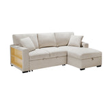 Pompano Beige 2-Piece Sectional with Right Chaise, Pull-out Bed and Hidden Storage, Charging Ports by Homelegance at Eve Furniture